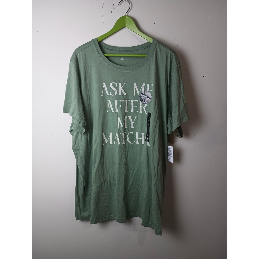 Torrid Ask Me After My Match Matcha‎ Green Graphic Tee 3X 3 45416467